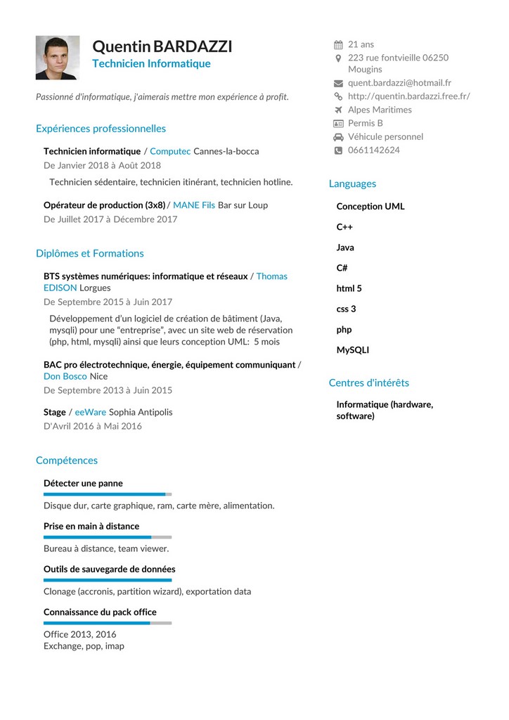 CV quentin bardazzi